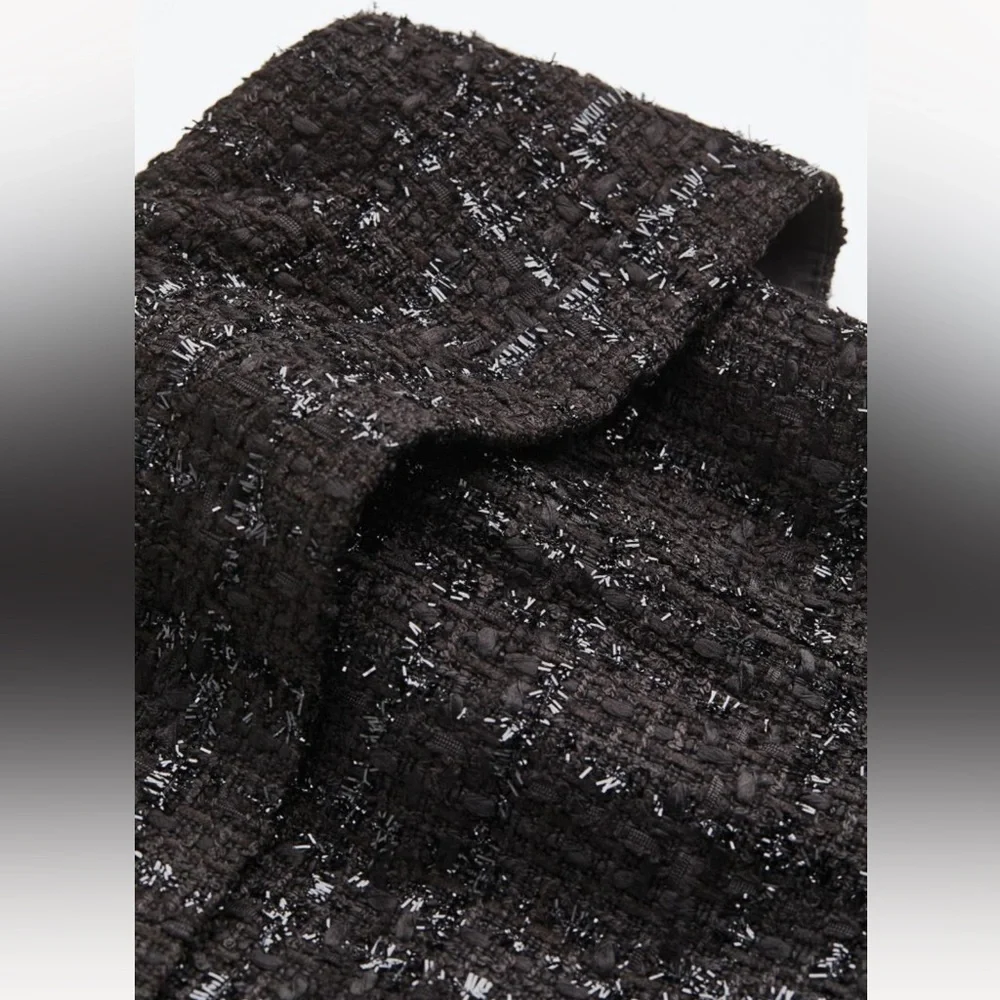 H&M black strapless textured tweed mini dress - Picture 6 of 7